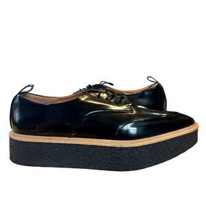 Zara Black Patent Platform Oxford Creeper Shoes, Women’s US 10, EU Size 41